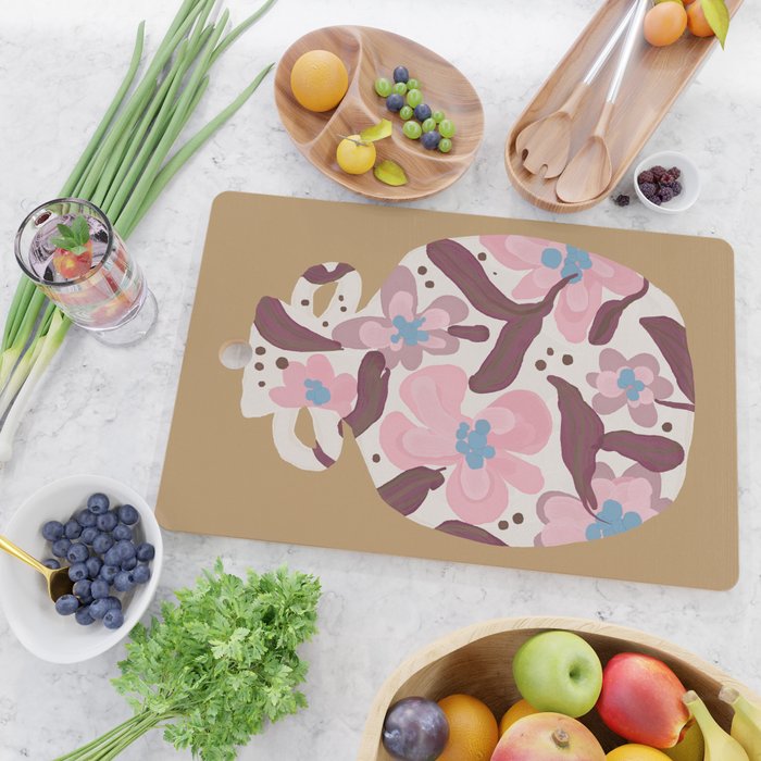 Blush Folk Floral Vase Cutting Board Gallery Image 2