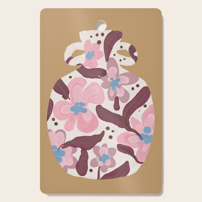 Blush Folk Floral Vase Cutting Board Gallery Image 1