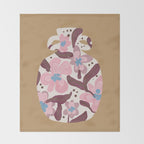 Blush Folk Floral Vase Throw Blanket Gallery Image 2