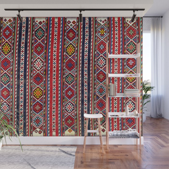 Shirvan East Caucasus Colorful Kilim Print Wall Mural Gallery Image 1