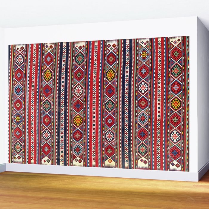 Shirvan East Caucasus Colorful Kilim Print Wall Mural Gallery Image 2
