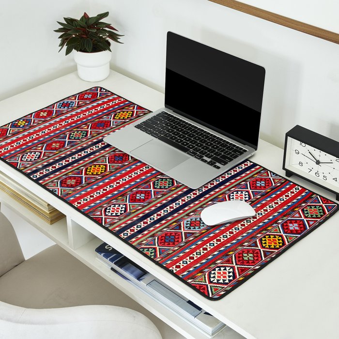 Shirvan East Caucasus Colorful Kilim Print Desk Mat Gallery Image 2