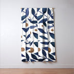 Watercolor berries and branches - indigo and beige Window Curtain Gallery Image 3