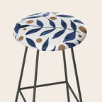 Watercolor berries and branches - indigo and beige Stool Gallery Image 2