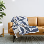 Watercolor berries and branches - indigo and beige Throw Blanket Gallery Image 1