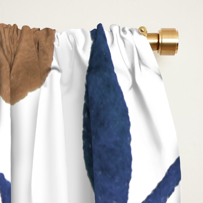 Watercolor berries and branches - indigo and beige Window Curtain Gallery Image 2