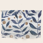 Watercolor berries and branches - indigo and beige Wall Hanging Gallery Image 1