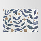Watercolor berries and branches - indigo and beige Rug Gallery Image 2