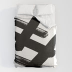 X Black & White Minimalist Abstract Mid century Ink Art Dark Brush Strokes Duvet Cover Gallery Image 6