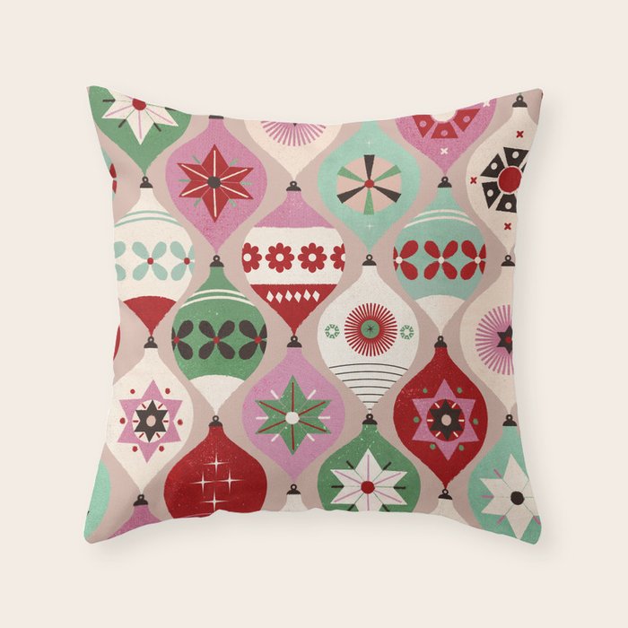 Festive Baubles Pattern Throw Pillow Gallery Image 1