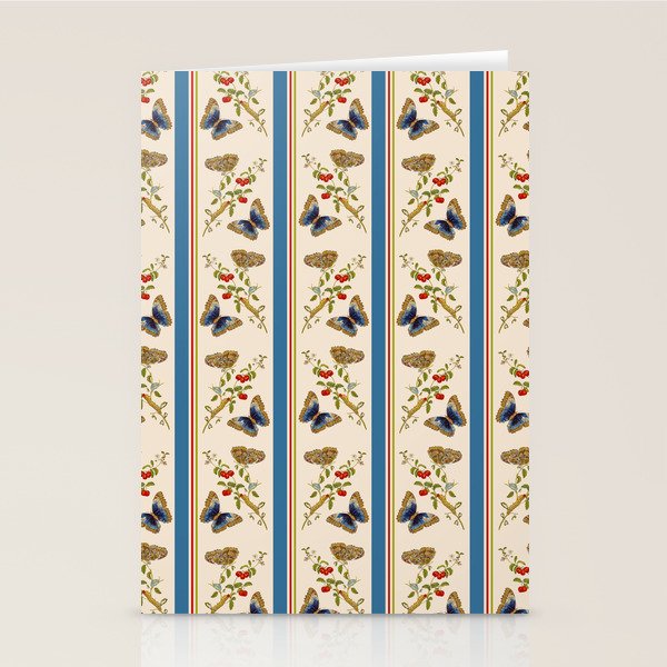 Antique Napoleonic Toile With Stripes And Butterflies Stationery Card Gallery Image 1
