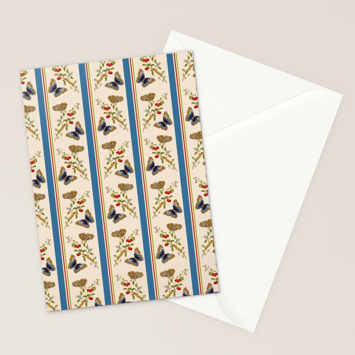 Antique Napoleonic Toile With Stripes And Butterflies Stationery Card Gallery Image 2