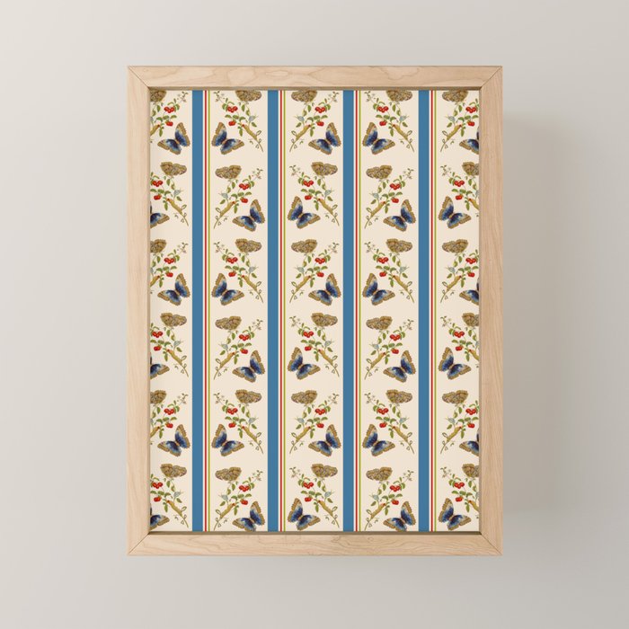 Antique Napoleonic Toile With Stripes And Butterflies Mini Art Print Gallery Image 1