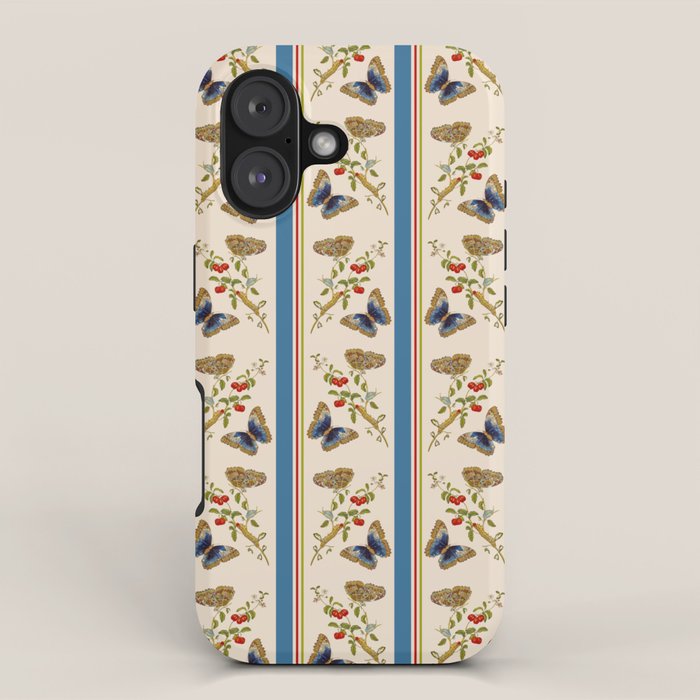 Antique Napoleonic Toile With Stripes And Butterflies iPhone Case Gallery Image 1