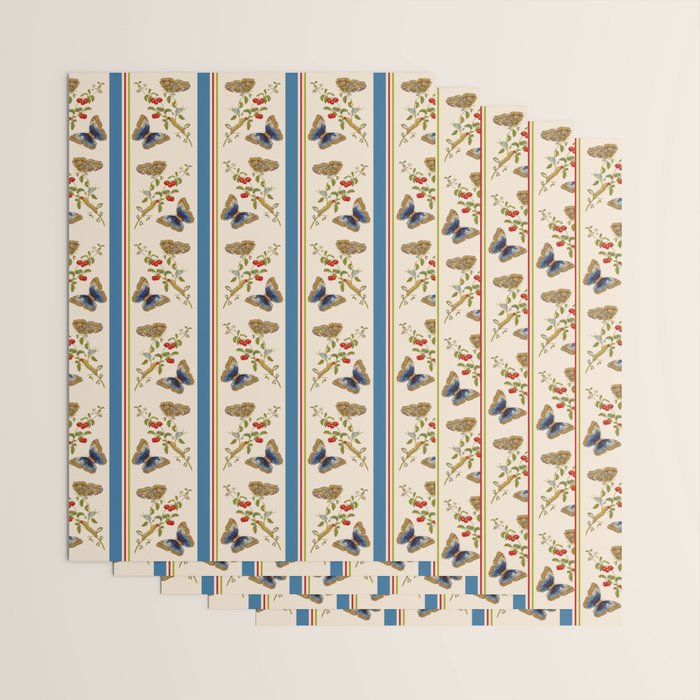 Antique Napoleonic Toile With Stripes And Butterflies Wrapping Paper Gallery Image 3