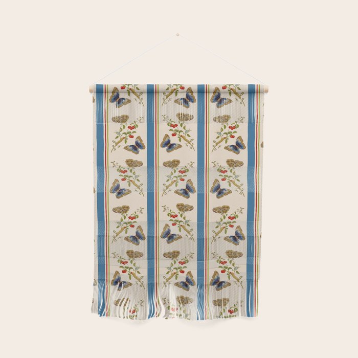 Antique Napoleonic Toile With Stripes And Butterflies Wall Hanging Gallery Image 1