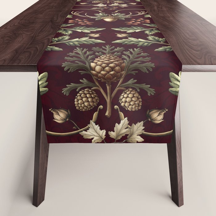 William Morris Woodland Nostalgia Burgundy Red Table Runner Gallery Image 1