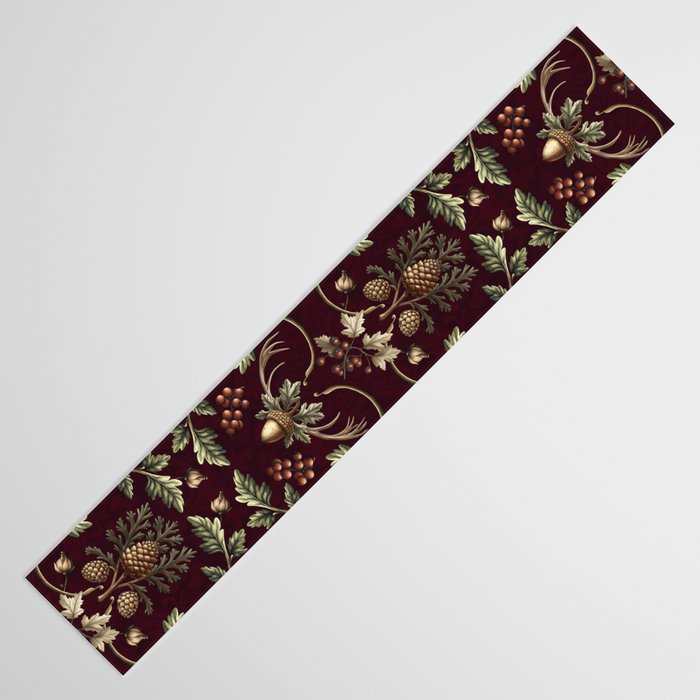 William Morris Woodland Nostalgia Burgundy Red Table Runner Gallery Image 3