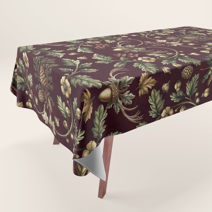 William Morris Woodland Nostalgia Burgundy Red Tablecloth Gallery Image 1