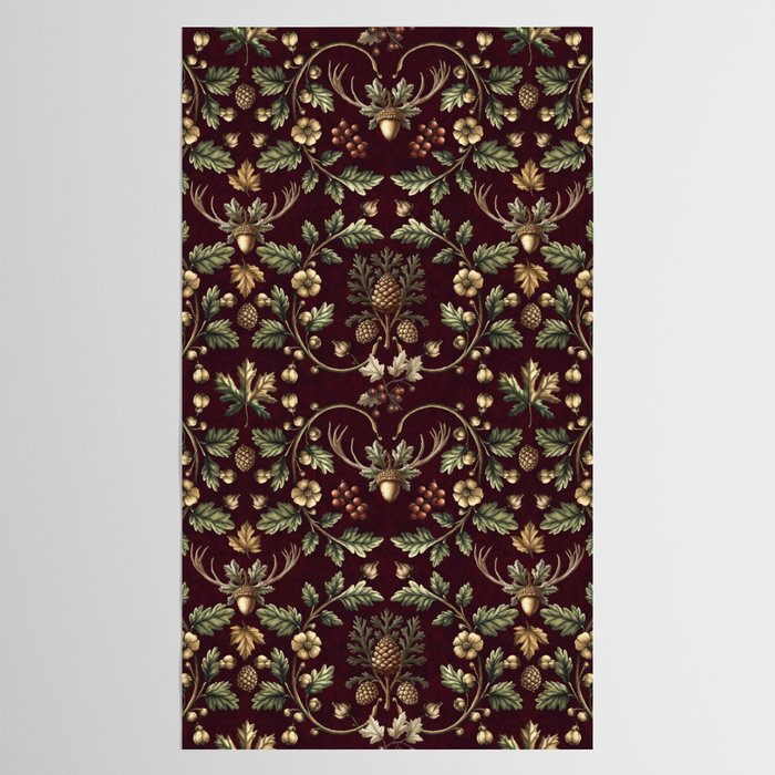 William Morris Woodland Nostalgia Burgundy Red Tablecloth Gallery Image 2