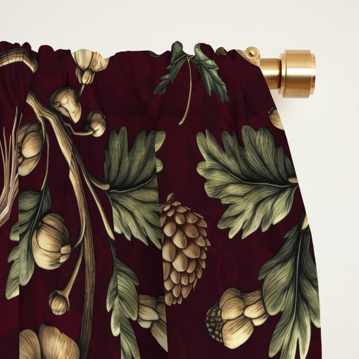 William Morris Woodland Nostalgia Burgundy Red Window Curtain Gallery Image 2