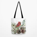 Christmas Cardinal and Pine Tote Bag Gallery Image 2