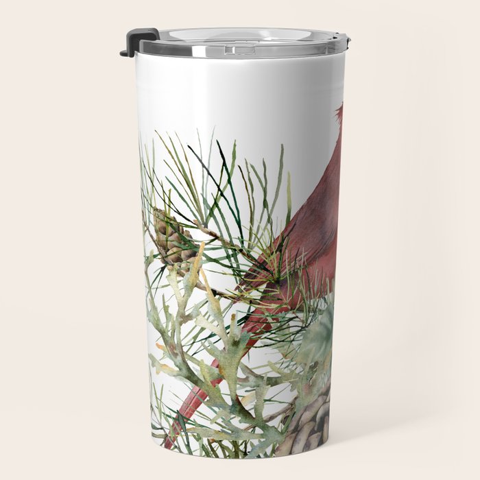 Christmas Cardinal and Pine Travel Mug Gallery Image 3