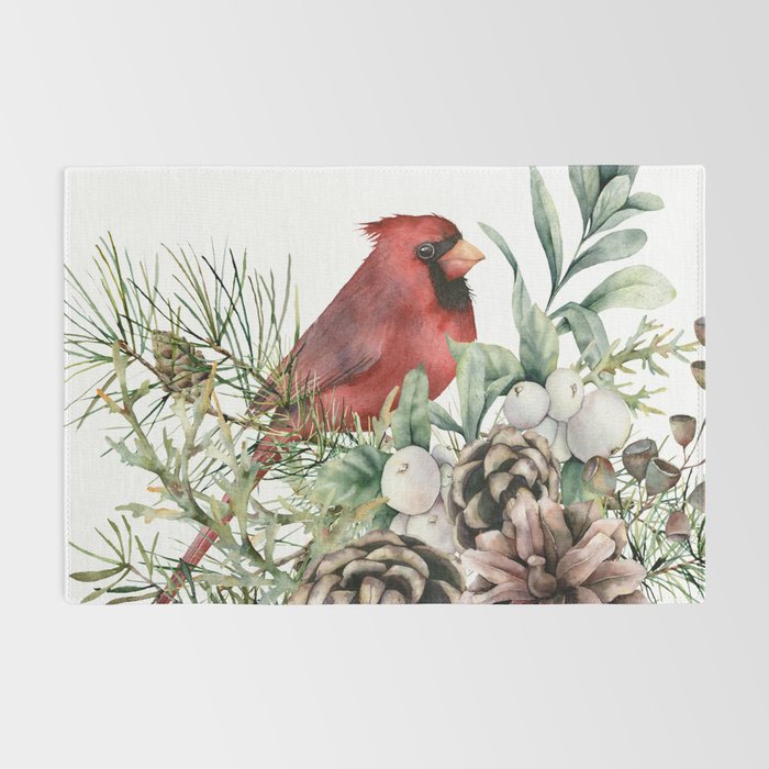 Christmas Cardinal and Pine Rug Gallery Image 2