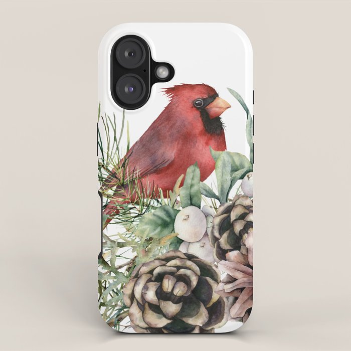 Christmas Cardinal and Pine iPhone Case Gallery Image 1