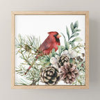 Christmas Cardinal and Pine Mini Art Print Gallery Image 1