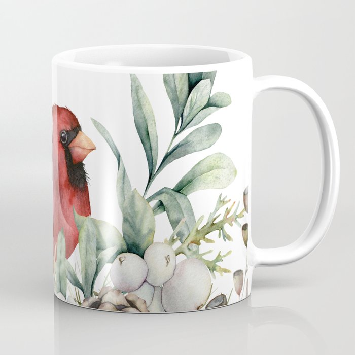 Christmas Cardinal and Pine Coffee Mug Gallery Image 1