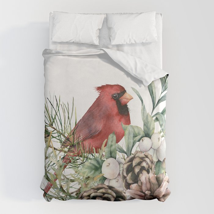 Christmas Cardinal and Pine Duvet Cover Gallery Image 6