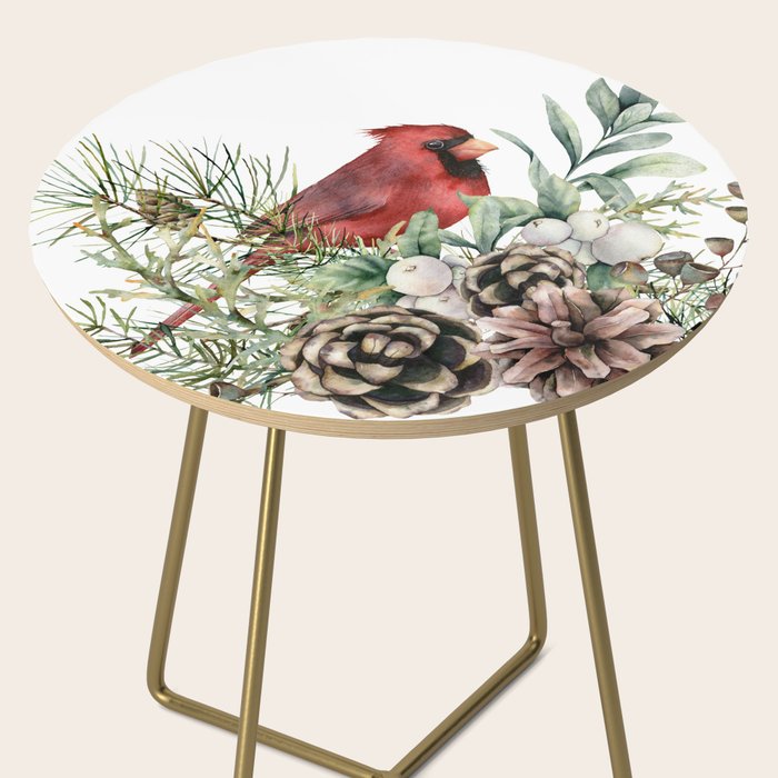 Christmas Cardinal and Pine Side Table Gallery Image 2