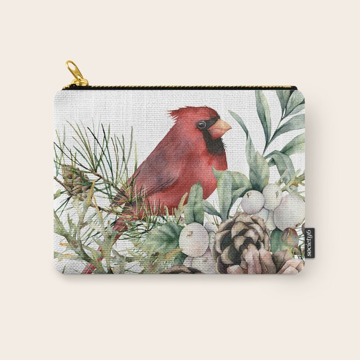 Christmas Cardinal and Pine Carry All Pouch Gallery Image 1