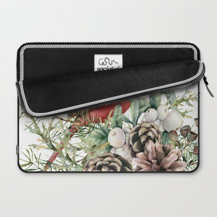Christmas Cardinal and Pine Laptop Sleeve Gallery Image 2