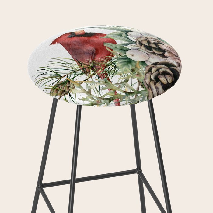 Christmas Cardinal and Pine Stool Gallery Image 2