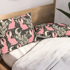 Jackalope - black and pink Pillow Sham Gallery Image 2