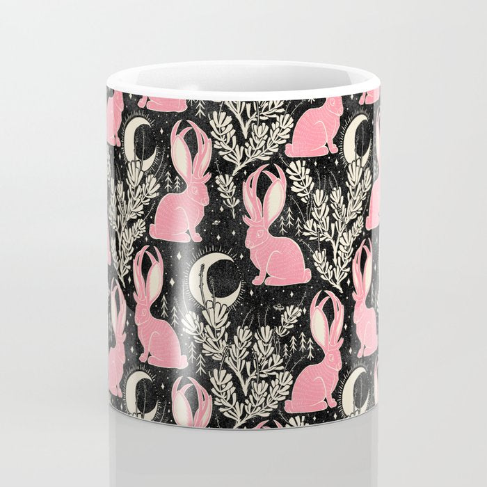 Jackalope - black and pink Coffee Mug Gallery Image 4