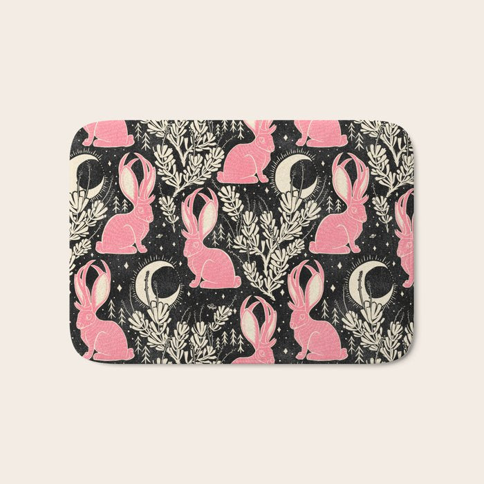Jackalope - black and pink Bath Mat Gallery Image 1