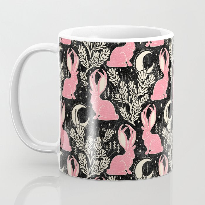 Jackalope - black and pink Coffee Mug Gallery Image 3