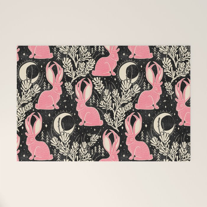 Jackalope - black and pink Welcome Mat Gallery Image 1