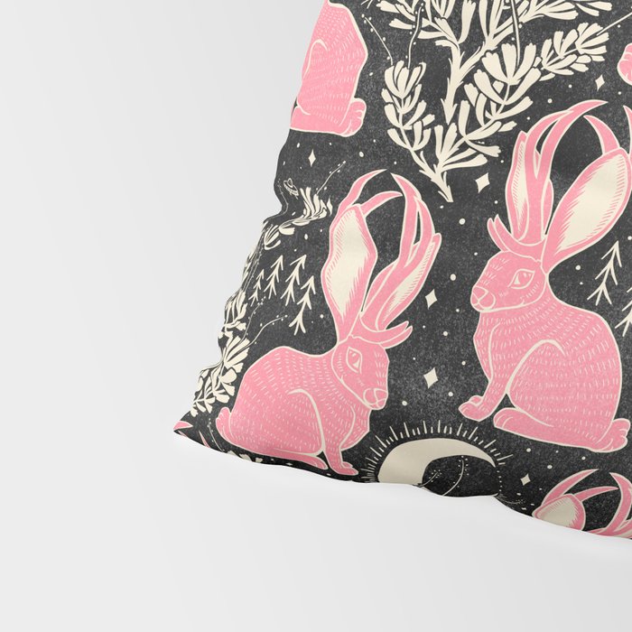 Jackalope - black and pink Pillow Sham Gallery Image 4