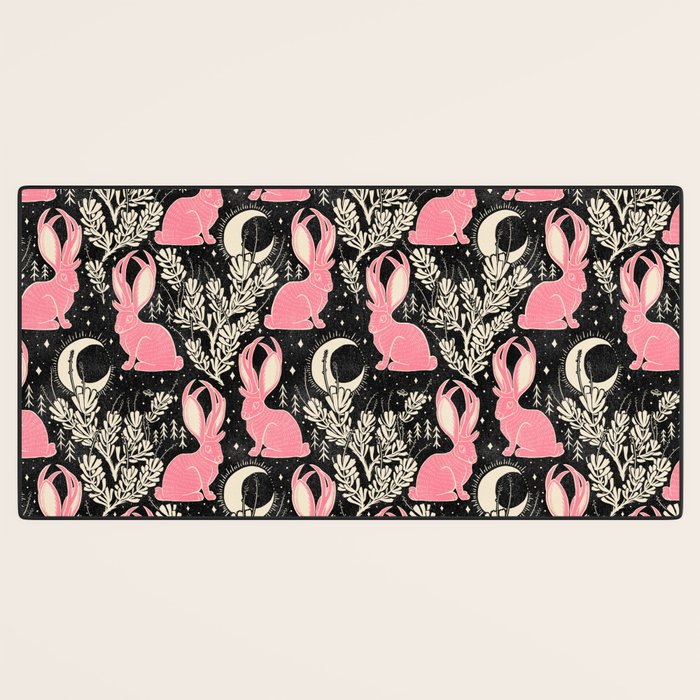 Jackalope - black and pink Desk Mat Gallery Image 3