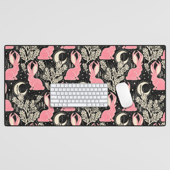 Jackalope - black and pink Desk Mat Gallery Image 1