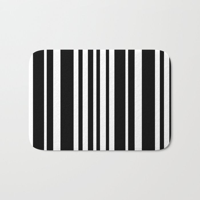 Classic Stripes XLI - Black and White Bath Mat Gallery Image 1