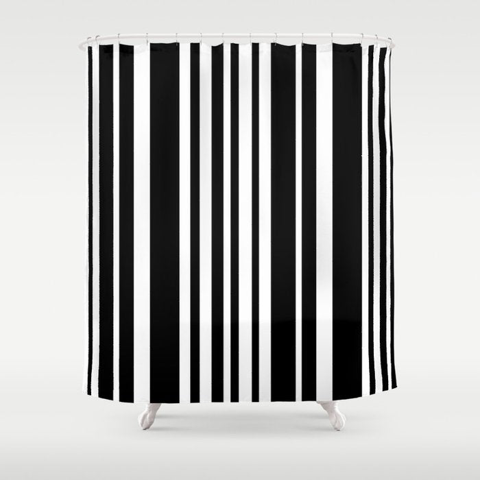 Classic Stripes XLI - Black and White Shower Curtain Gallery Image 1