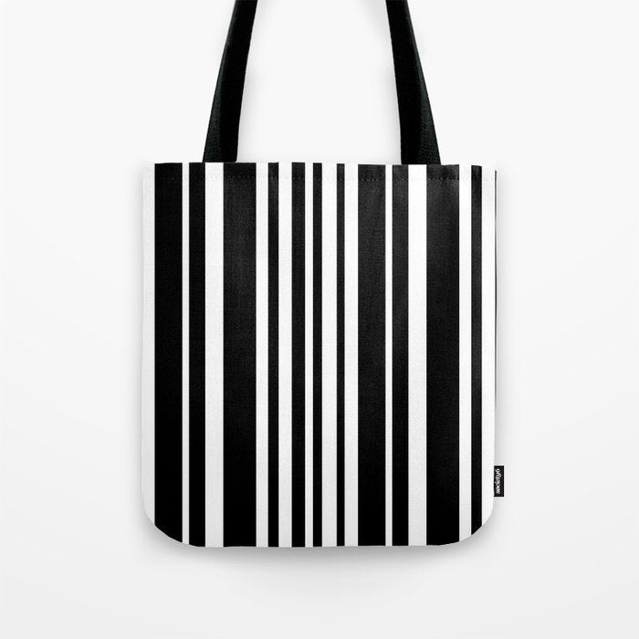 Classic Stripes XLI - Black and White Tote Bag Gallery Image 1