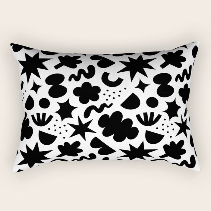 Abstract black and white organic shape pattern Rectangular Pillow Gallery Image 2