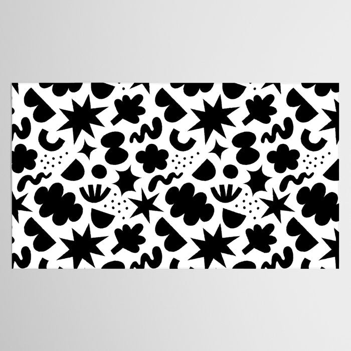 Abstract black and white organic shape pattern Tablecloth Gallery Image 2