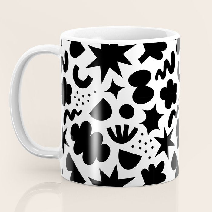 Abstract black and white organic shape pattern Coffee Mug Gallery Image 3